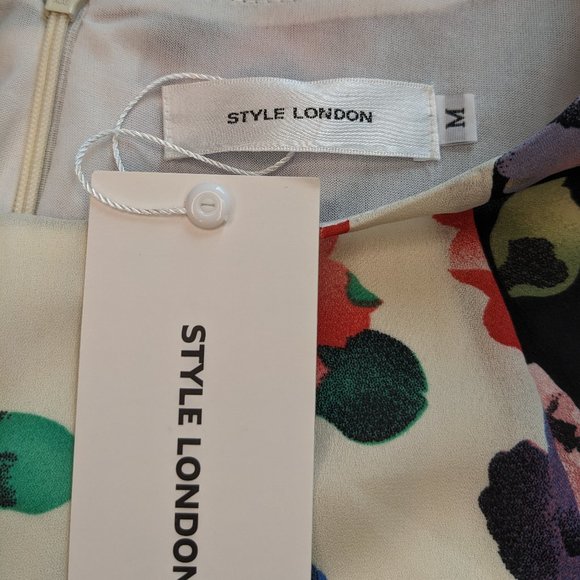 Asos Style London Patchwork Colorblock Floral Long Sleeve Dress - New, NWT - Picture 7 of 16